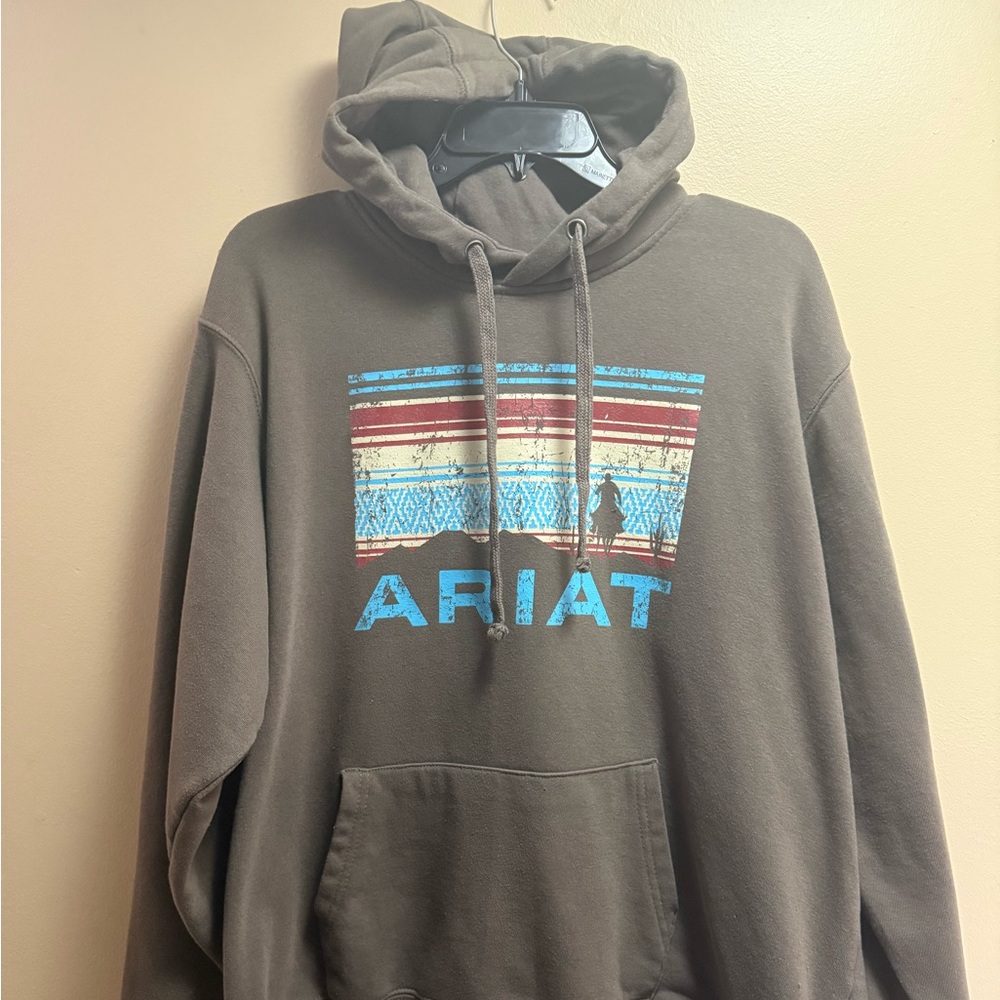 Ariat‎ REAL Graphic Hoodie Brown Western Cowboy Pullover Men’s XXL
